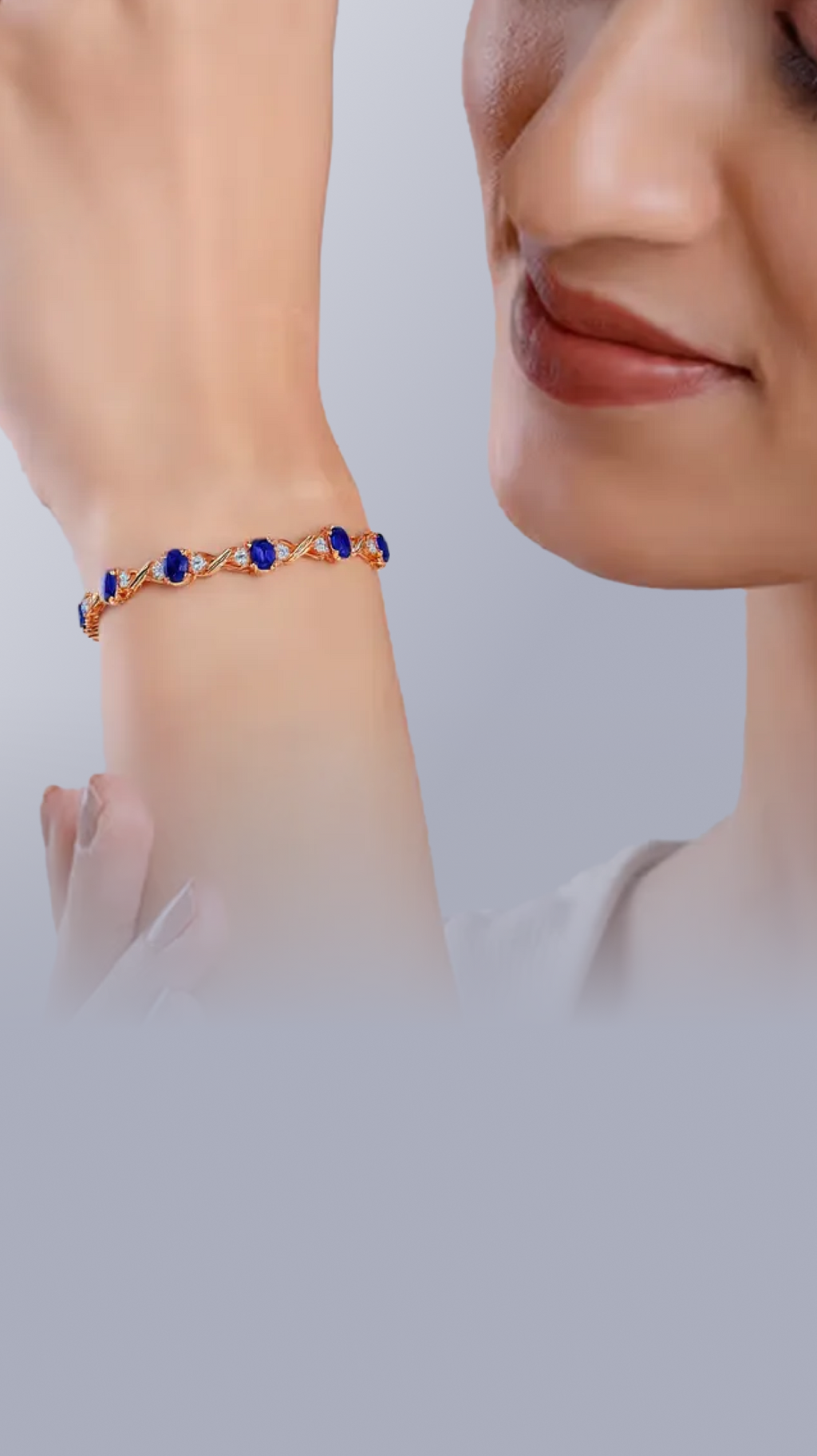 lab grown diamond bracelet with blut stone